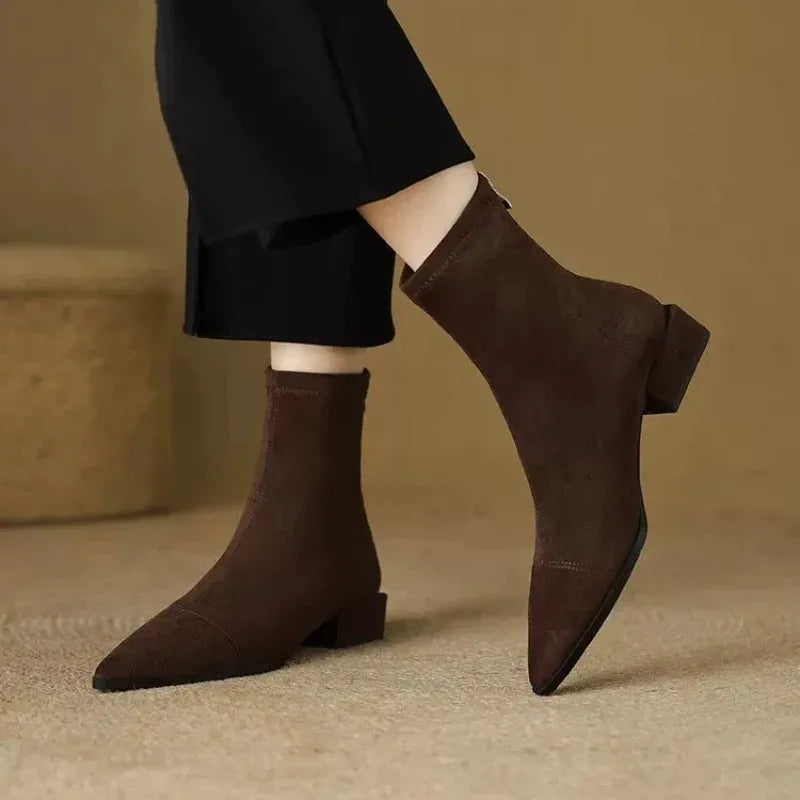 Rhonda | Suede Pointed-Toe Ankle Boots