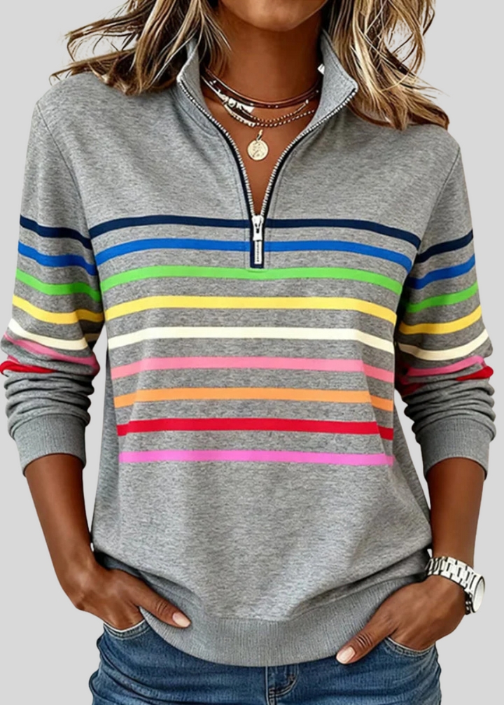 Charlotte | Quarter-Zip Sweatshirt with Multicolour Stripes