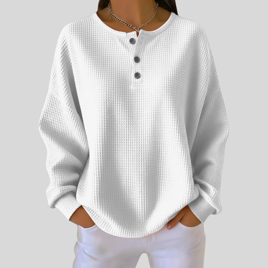 June | Henley Sweatshirt with Waffle Texture