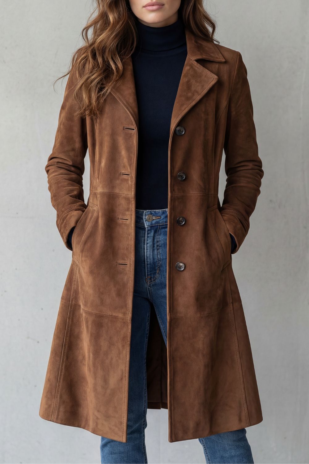 Janice | Vintage Suede-Finish Long Coat