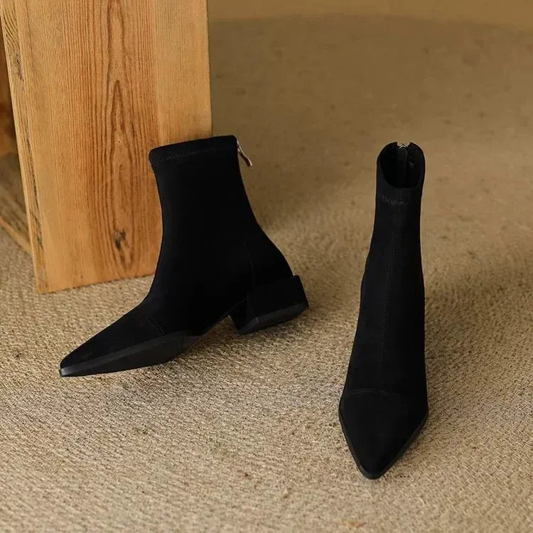 Rhonda | Suede Pointed-Toe Ankle Boots