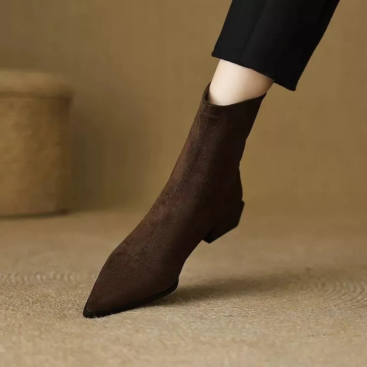 Rhonda | Suede Pointed-Toe Ankle Boots