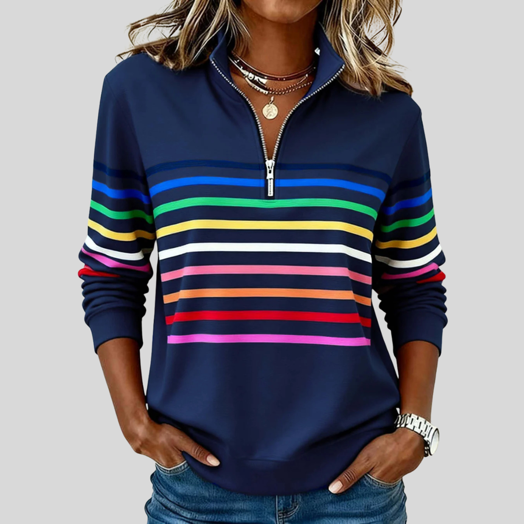 Charlotte | Quarter-Zip Sweatshirt with Multicolour Stripes