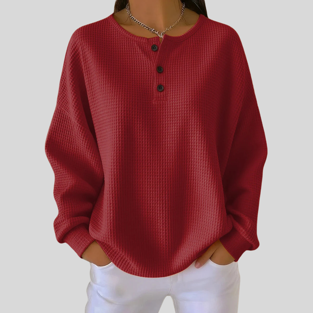 June | Henley Sweatshirt with Waffle Texture
