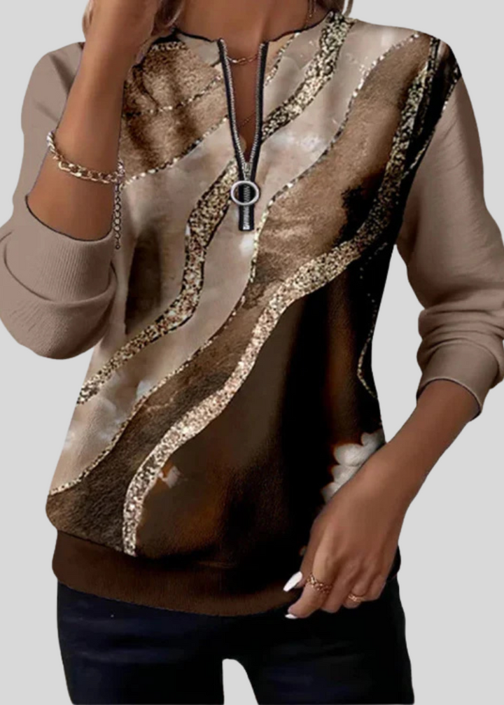 Jane | Half-Zip Sweatshirt with Wave Print