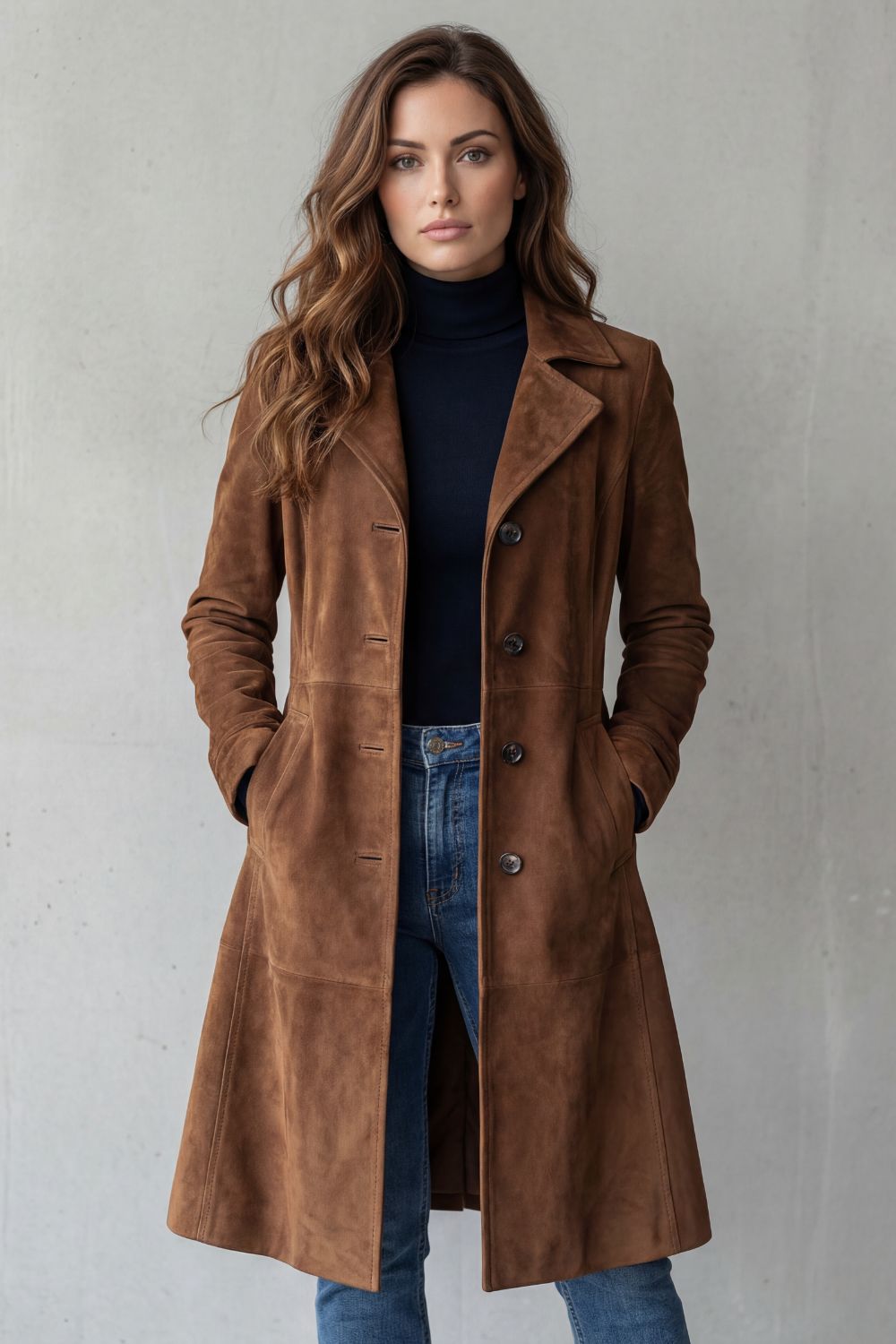 Janice | Vintage Suede-Finish Long Coat