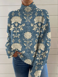 Women’s Floral Print Long Sleeve Turtleneck Top
