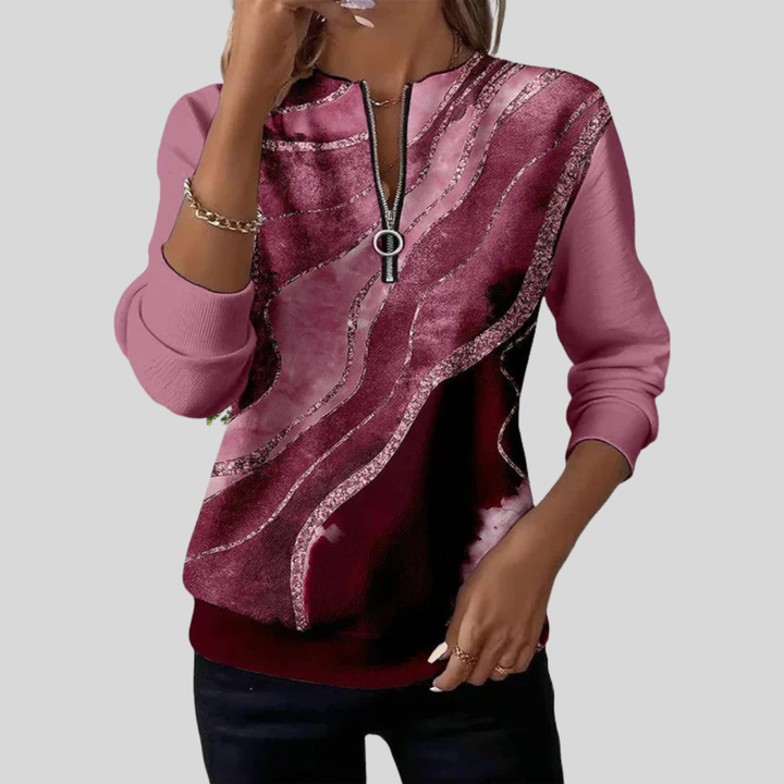 Jane | Half-Zip Sweatshirt with Wave Print