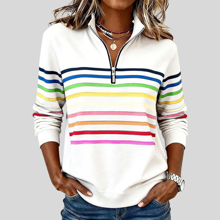Charlotte | Quarter-Zip Sweatshirt with Multicolour Stripes