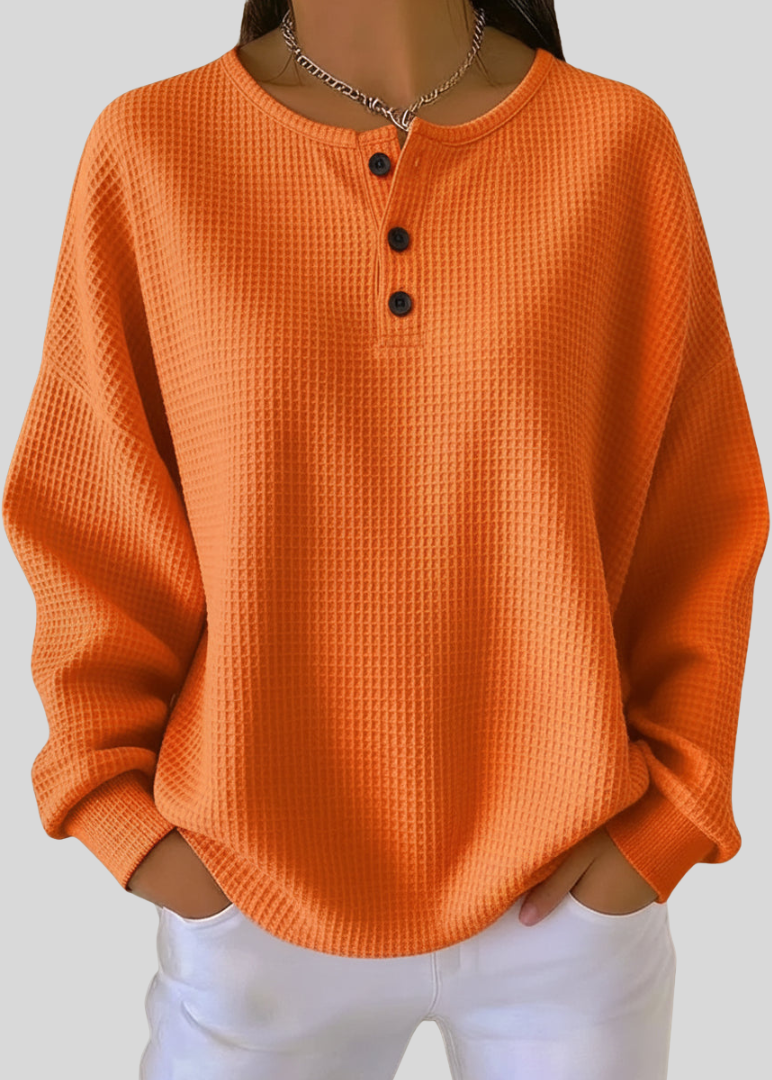 June | Henley Sweatshirt with Waffle Texture