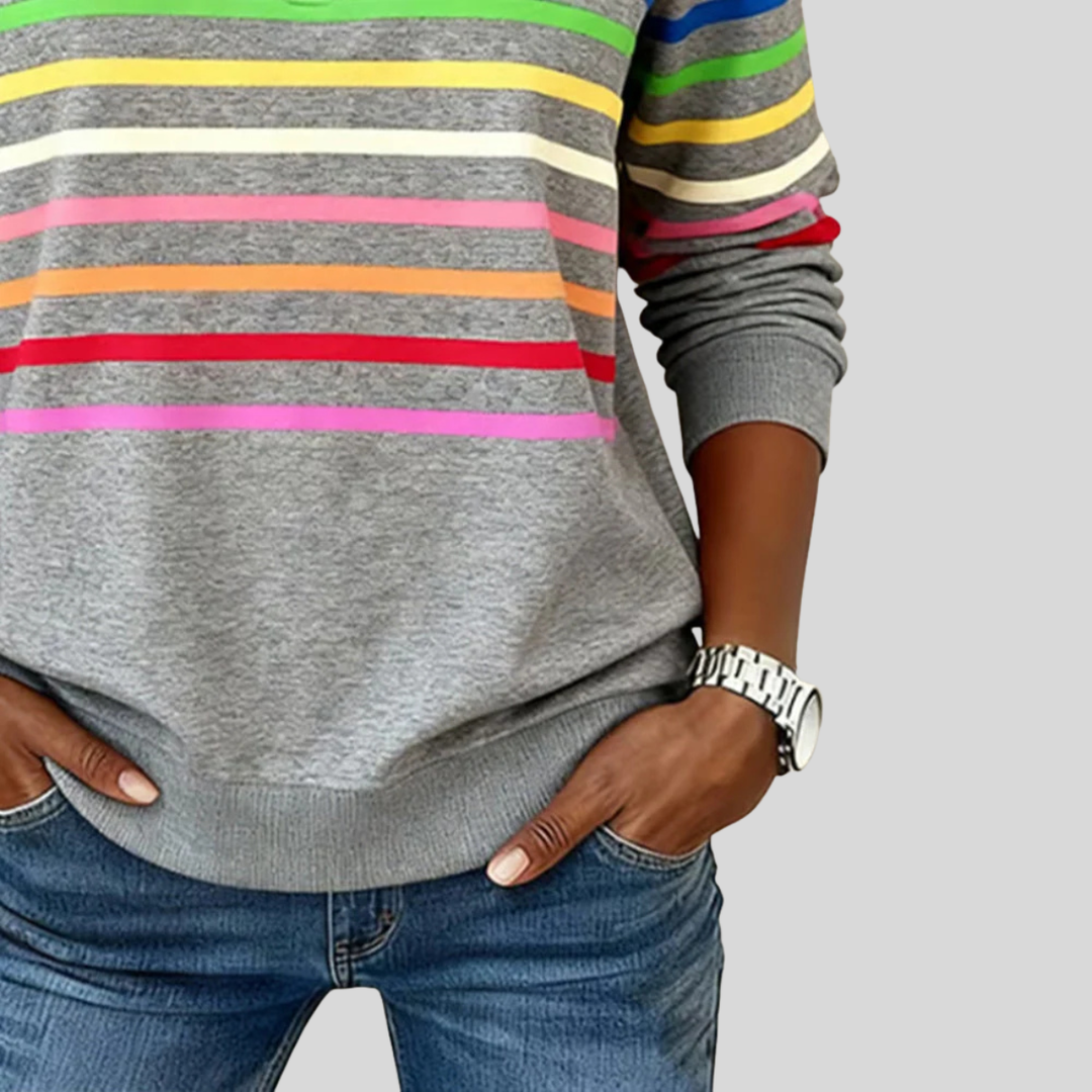 Charlotte | Quarter-Zip Sweatshirt with Multicolour Stripes