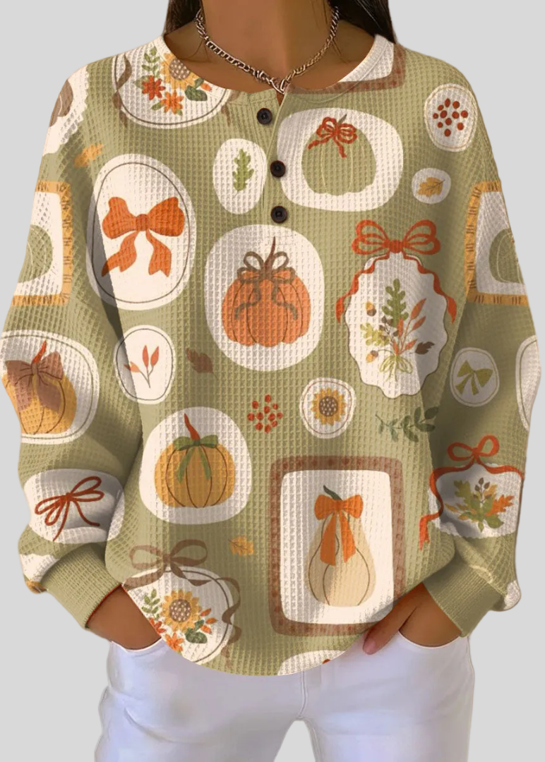 Hannah | Sweatshirt with Pumpkin and Bow Print