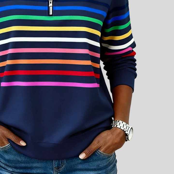 Charlotte | Quarter-Zip Sweatshirt with Multicolour Stripes
