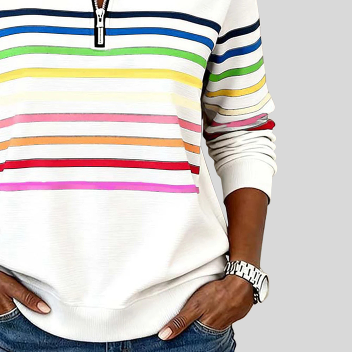 Charlotte | Quarter-Zip Sweatshirt with Multicolour Stripes