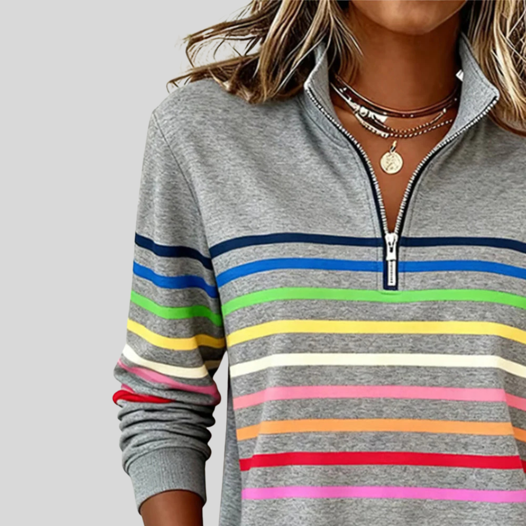 Charlotte | Quarter-Zip Sweatshirt with Multicolour Stripes