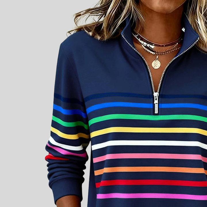 Charlotte | Quarter-Zip Sweatshirt with Multicolour Stripes