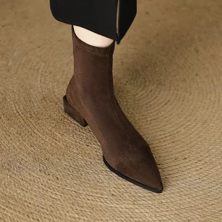Rhonda | Suede Pointed-Toe Ankle Boots