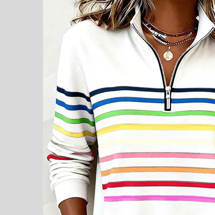 Charlotte | Quarter-Zip Sweatshirt with Multicolour Stripes