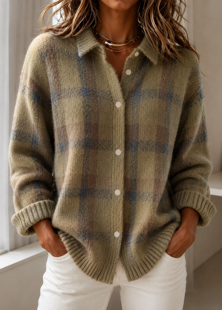 Dana | Plaid Knit Cardigan