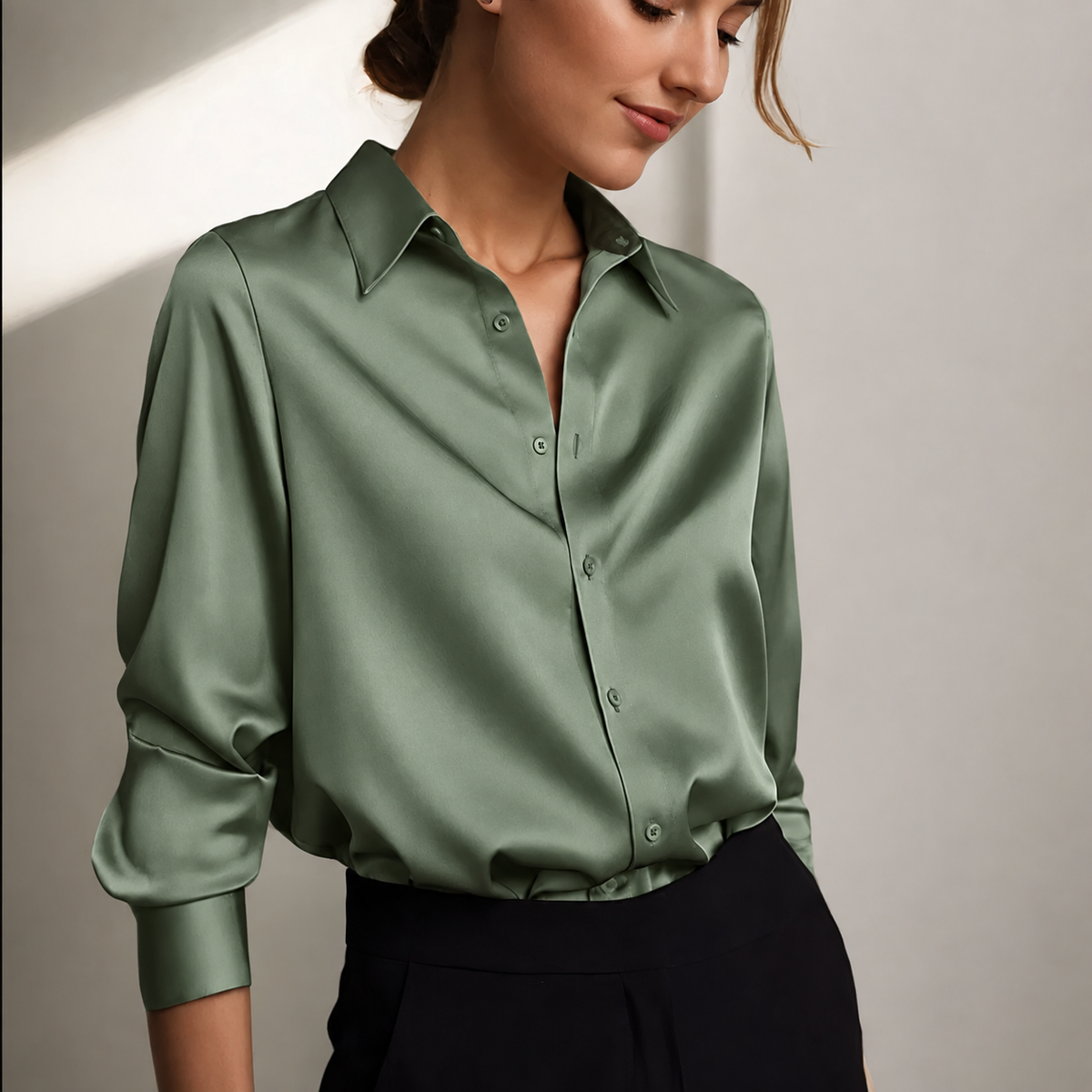 Thessaly | Women's Collared Long Sleeve Button Down Blouse