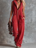 Darcie | Women's Hooded Sleeveless Wide Leg Jumpsuit