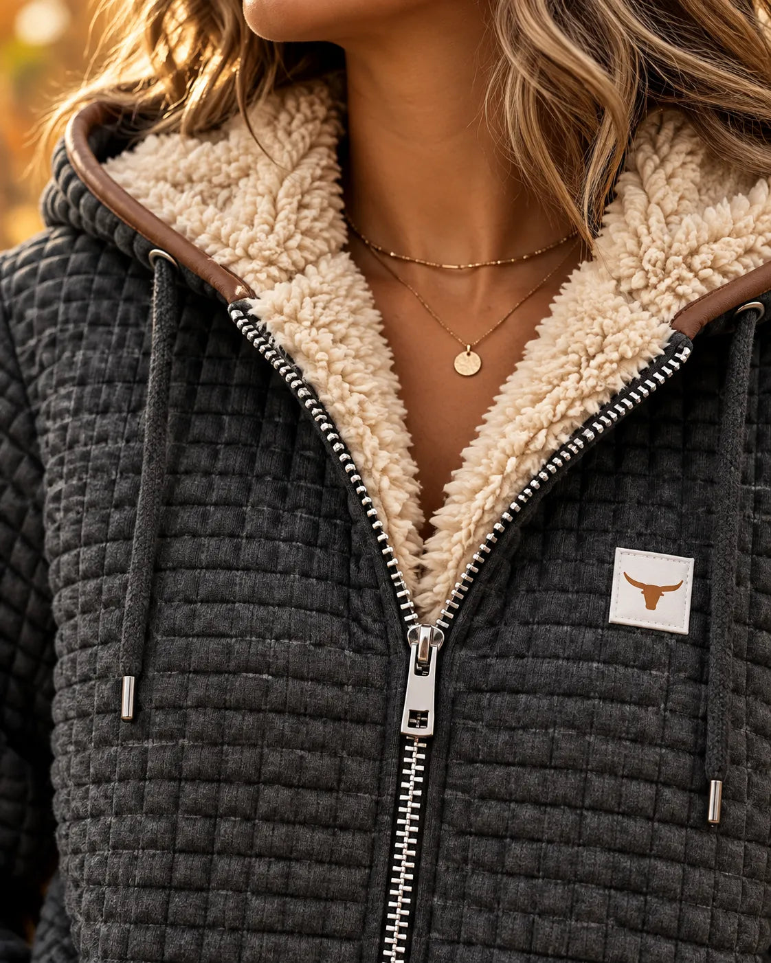 Joanne | Sherpa-Lined Quilted Zip-Up Hooded Jacket