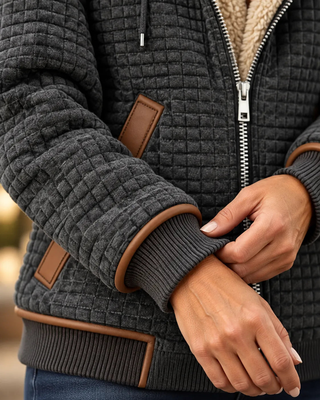 Joanne | Sherpa-Lined Quilted Zip-Up Hooded Jacket