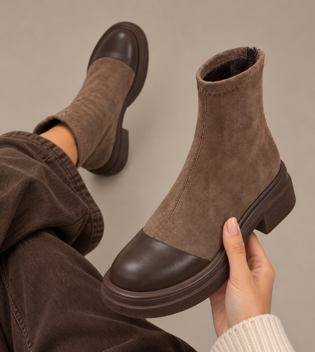 Marie | Low-Heel Round-Toe Ankle Boots