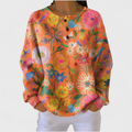 Women’s Colorful Floral Print Pullover Sweater
