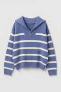 Women’s Half Zip Striped Knit Sweater