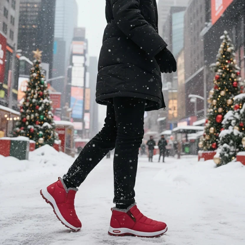 Women’s Quilted Slip On Red Ankle Boots