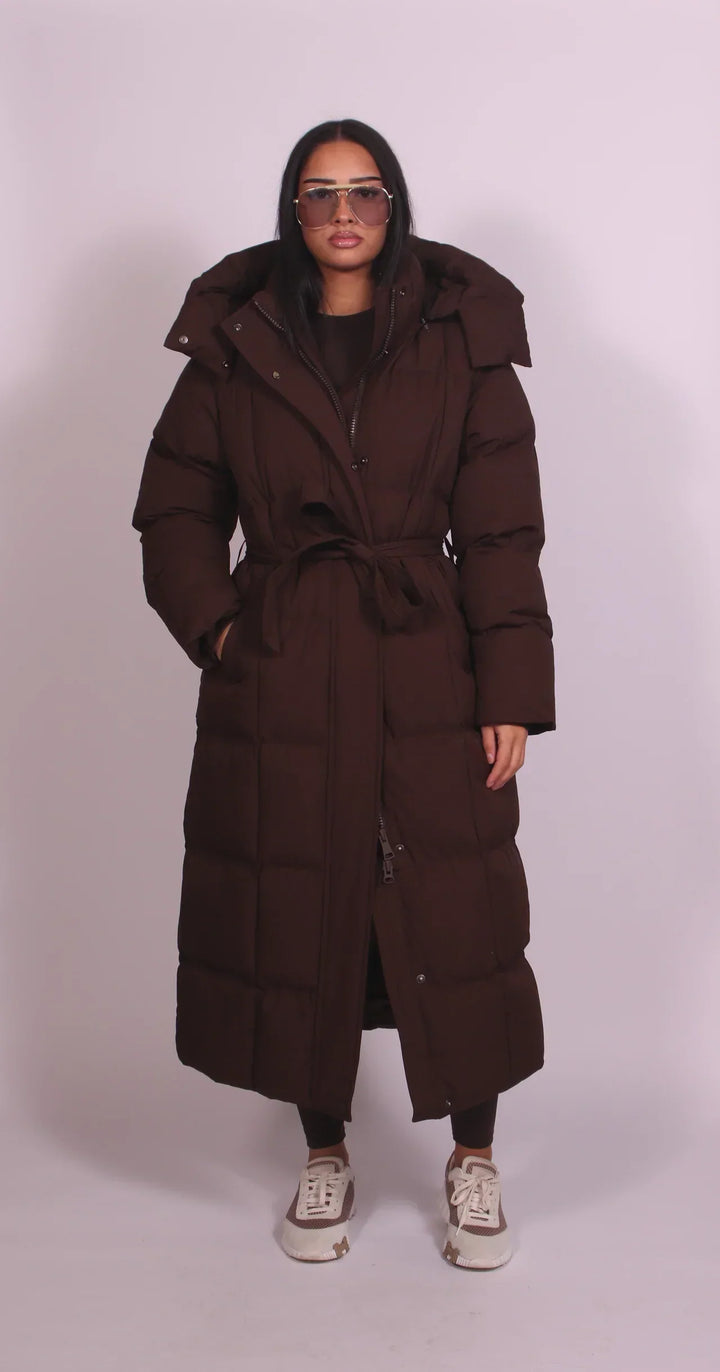 Christine | Long Belted Puffer Coat