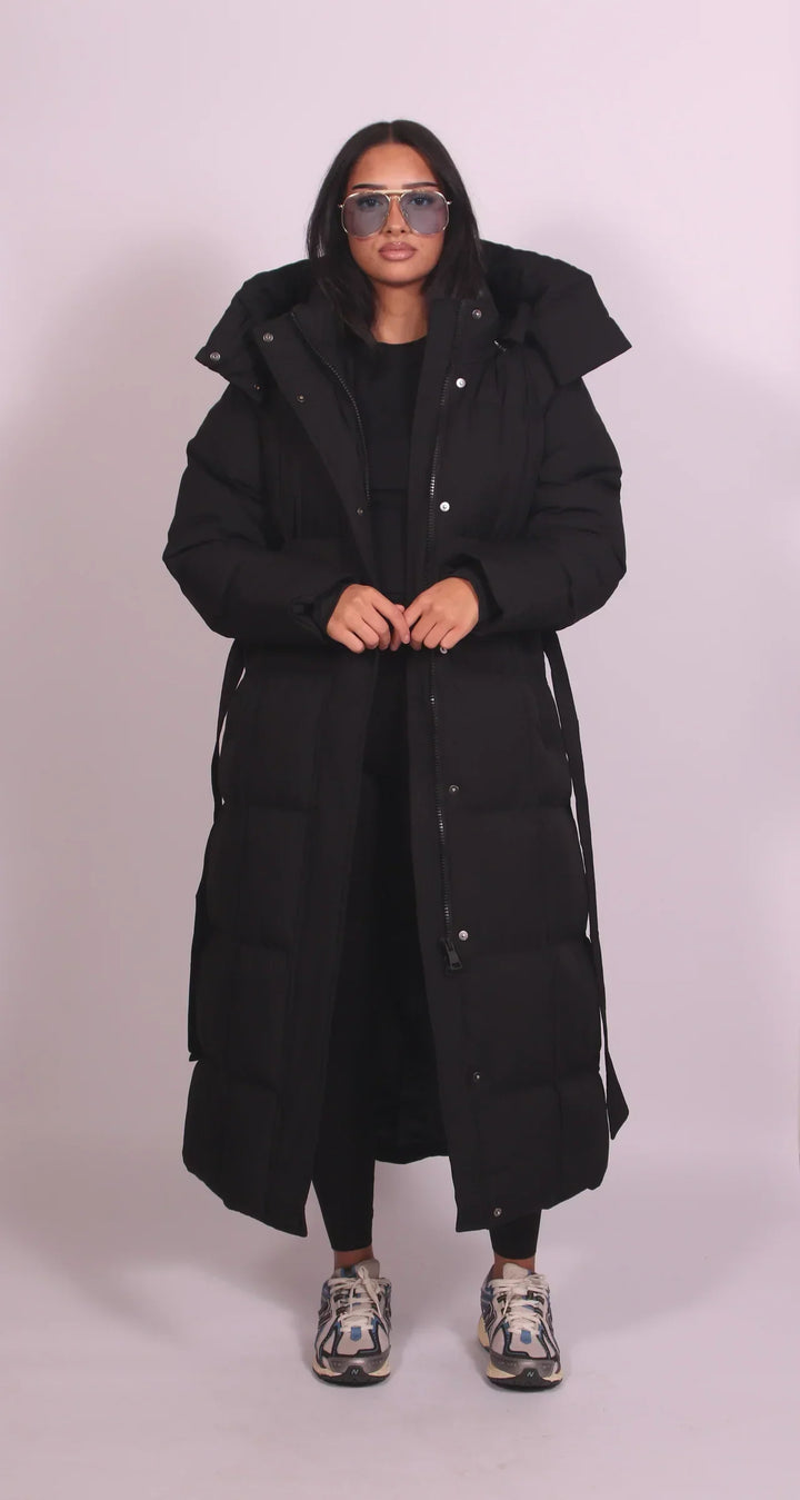 Christine | Long Belted Puffer Coat