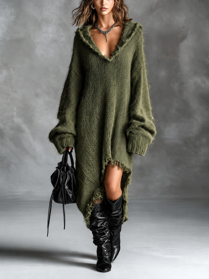 Linda | Soft Oversized Hooded Knit Dress
