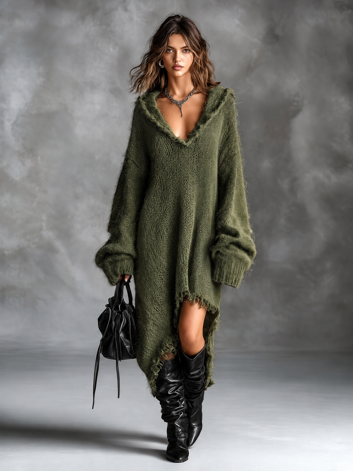 Linda | Soft Oversized Hooded Knit Dress