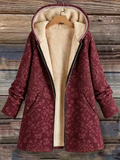 Darlene | Fleece-Lined Floral Hooded Coat