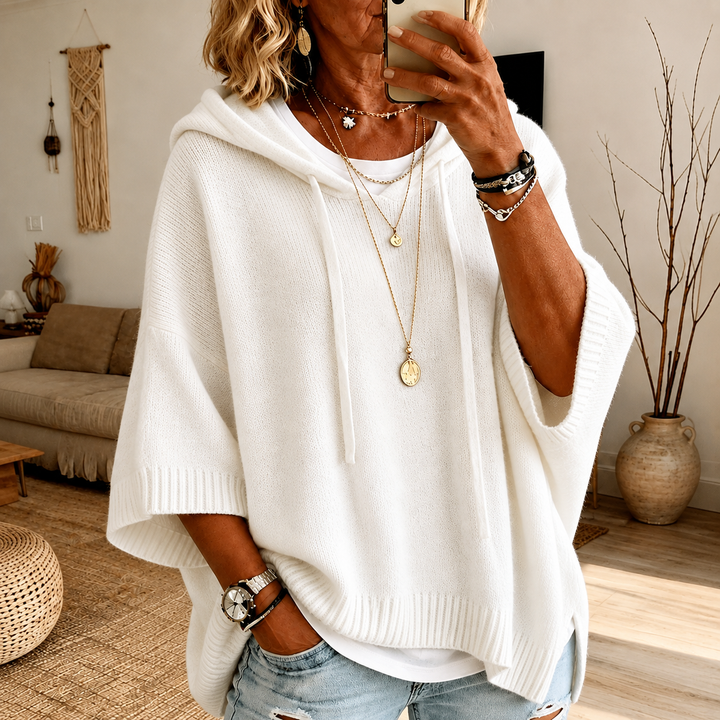Doris | Charcoal Poncho Sweater