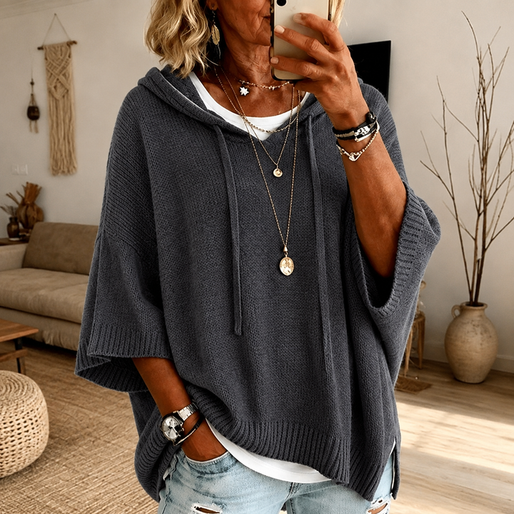 Doris | Charcoal Poncho Sweater