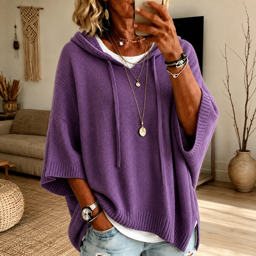 Doris | Charcoal Poncho Sweater