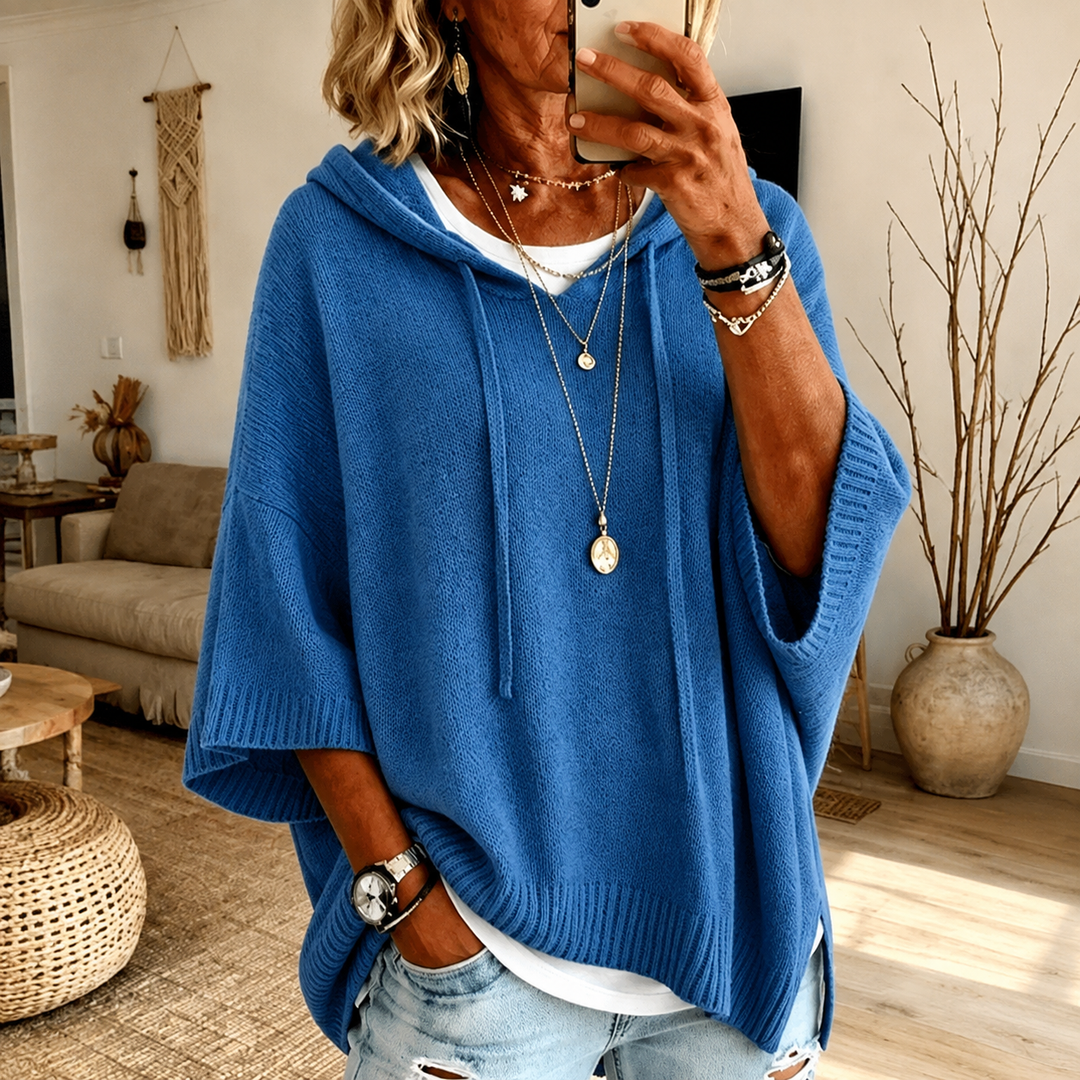Doris | Charcoal Poncho Sweater