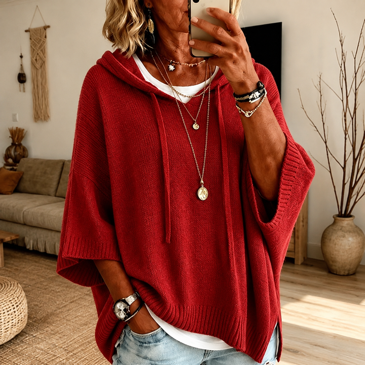 Doris | Charcoal Poncho Sweater