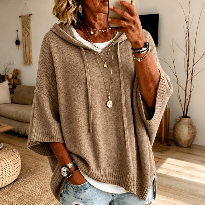 Doris | Charcoal Poncho Sweater