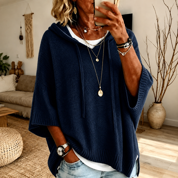 Doris | Charcoal Poncho Sweater