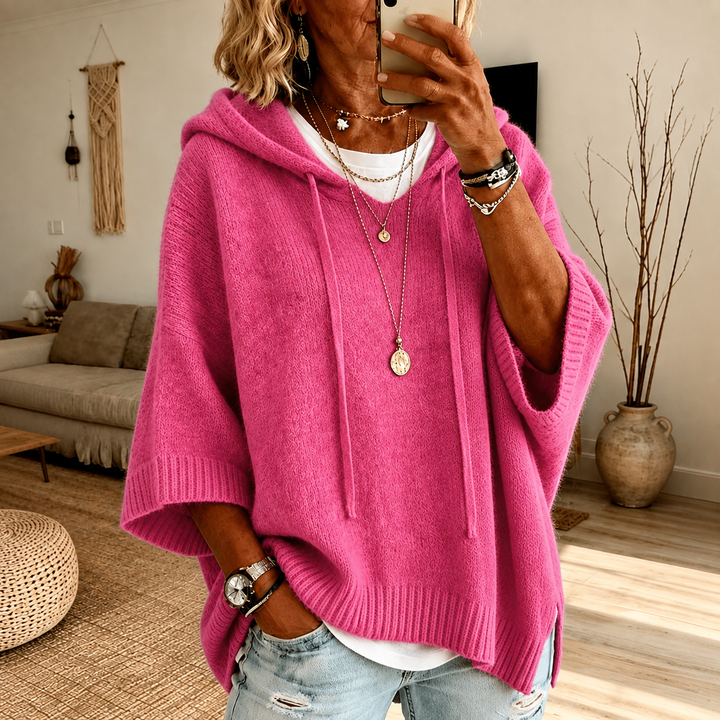 Doris | Charcoal Poncho Sweater