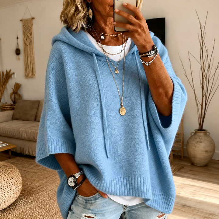 Doris | Charcoal Poncho Sweater