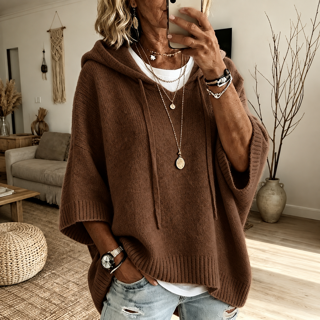 Doris | Charcoal Poncho Sweater