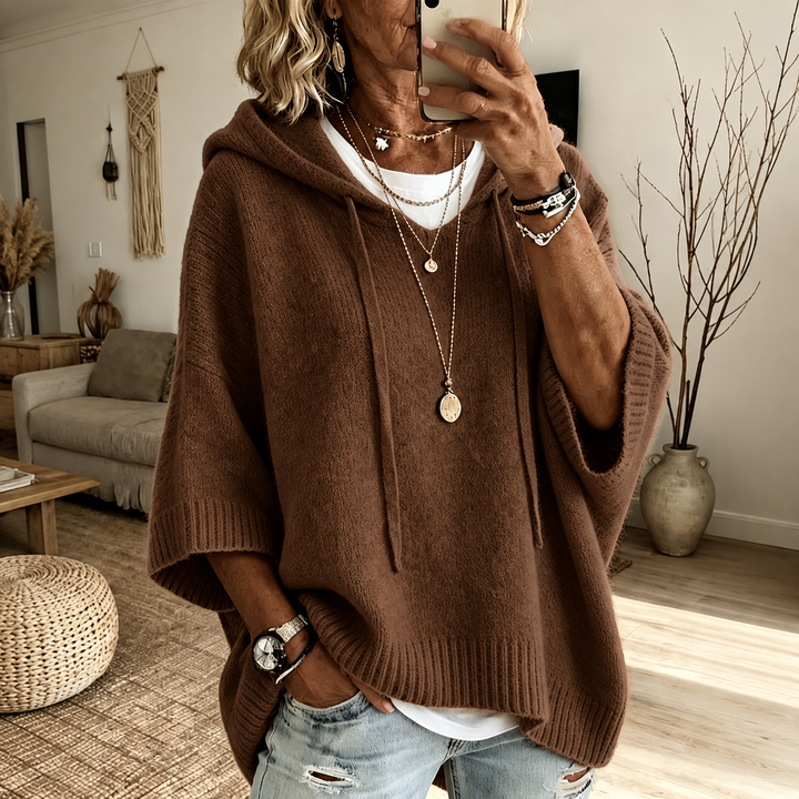 Doris | Charcoal Poncho Sweater