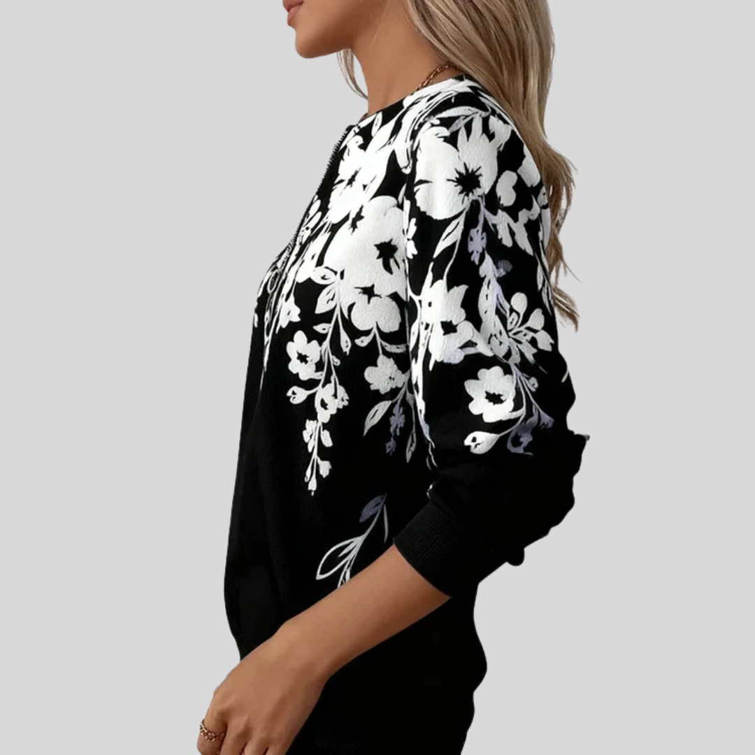 Macy | Floral Zip Sweatshirt