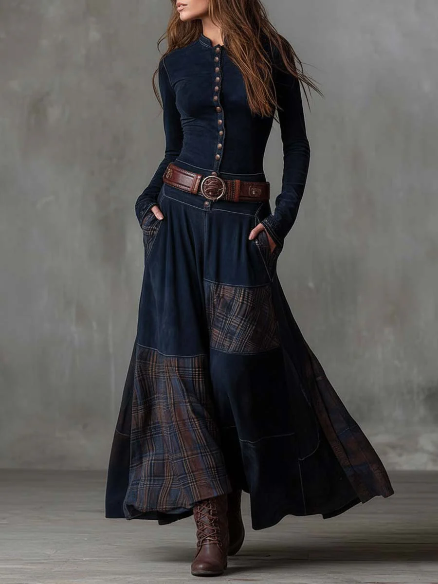 Hazel - Belted Suede Maxi Dress