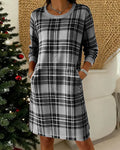 Aldvera | Women's Plaid Sweater Dress with Pockets